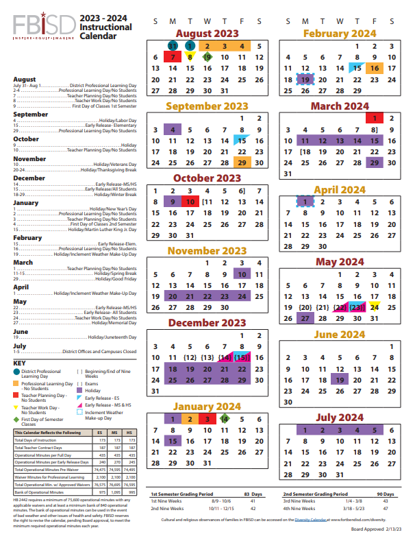 2023/2024 District Calendar